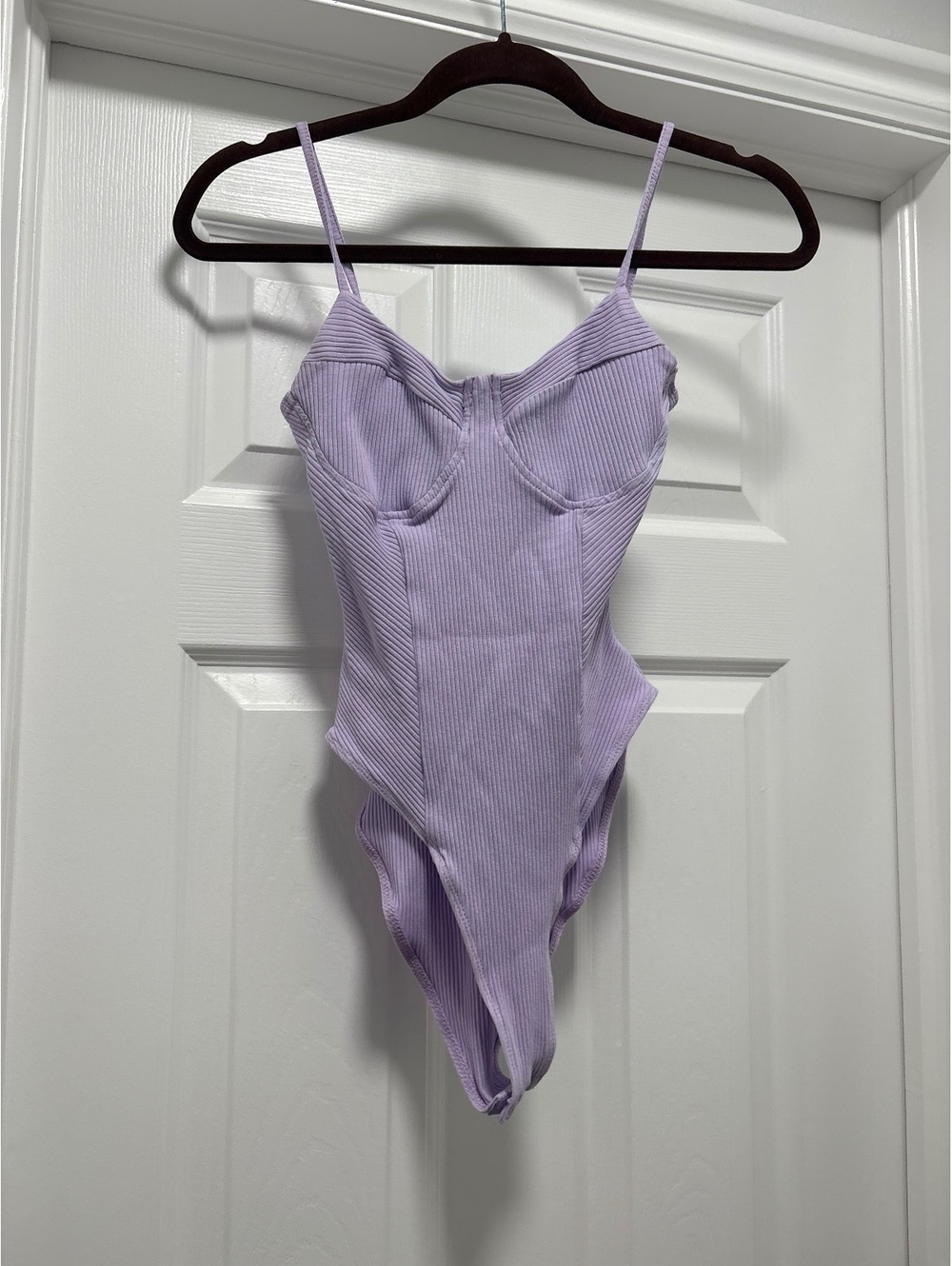 SHEIN Lilac Ribbed One Piece Bodysuit Size S